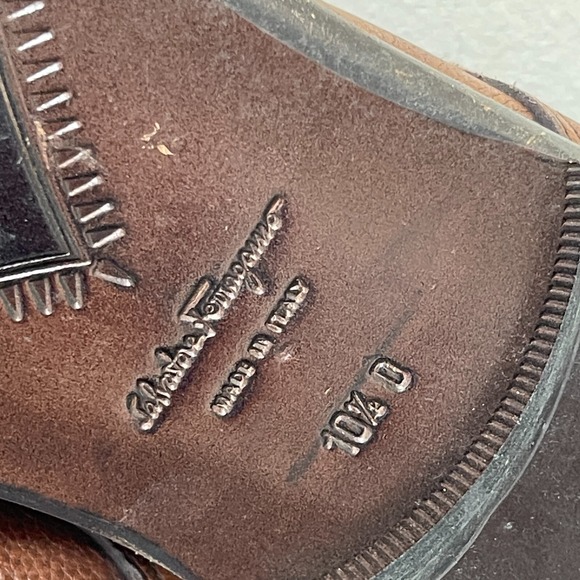 Salvatore Ferragamo Studio Shoes Men 10.5 D Brown Leather Made in Italy - Picture 11 of 13